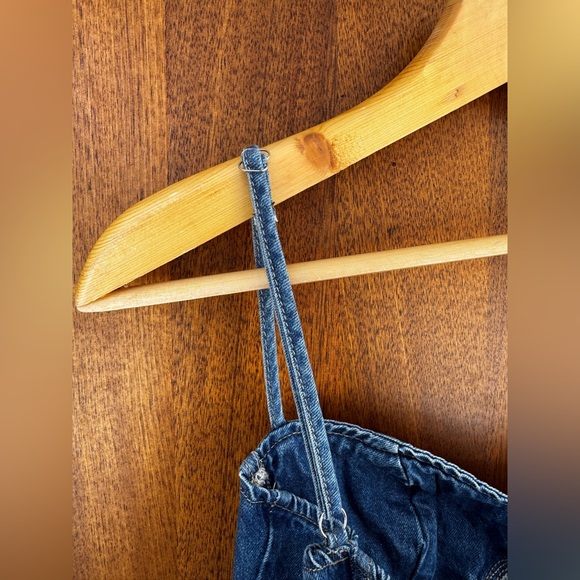 Commense Sweetheart Collar Denim Jean Maxi Dress 4 - Picture 12 of 13